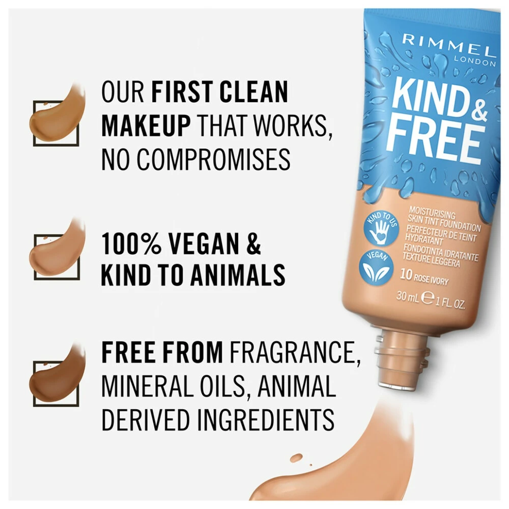 Rimmel KIND & FREE Vegan Foundation 410 Latte 4 Rimmel KIND & FREE Vegan Foundation 410 Latte - Afbeelding 3
