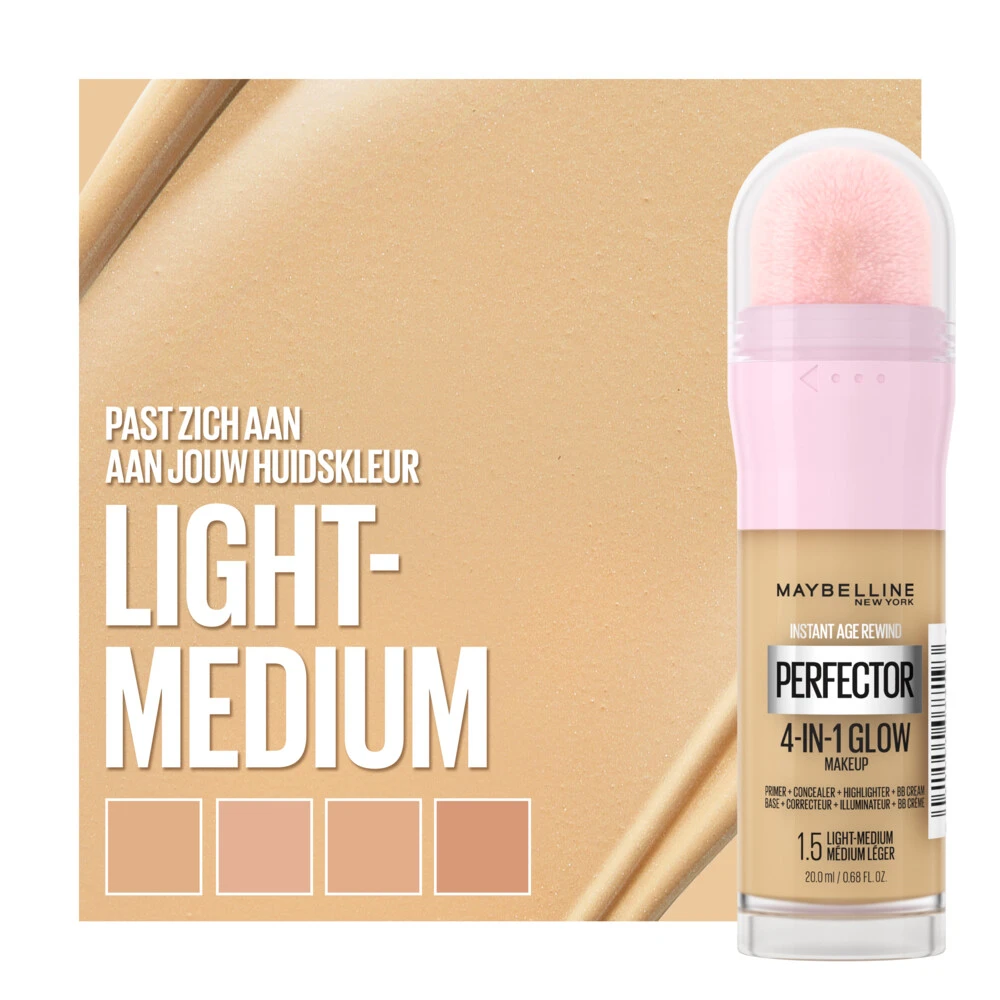 Maybelline Instant Anti-Age Perfector 4-in-1 Glow Light Medium - Primer, Concealer, Highlighter En BB-Cream In één 5 Maybelline Instant Anti-Age Perfector 4-in-1 Glow Light Medium - Primer, Concealer, Highlighter En BB-Cream In één - Afbeelding 3
